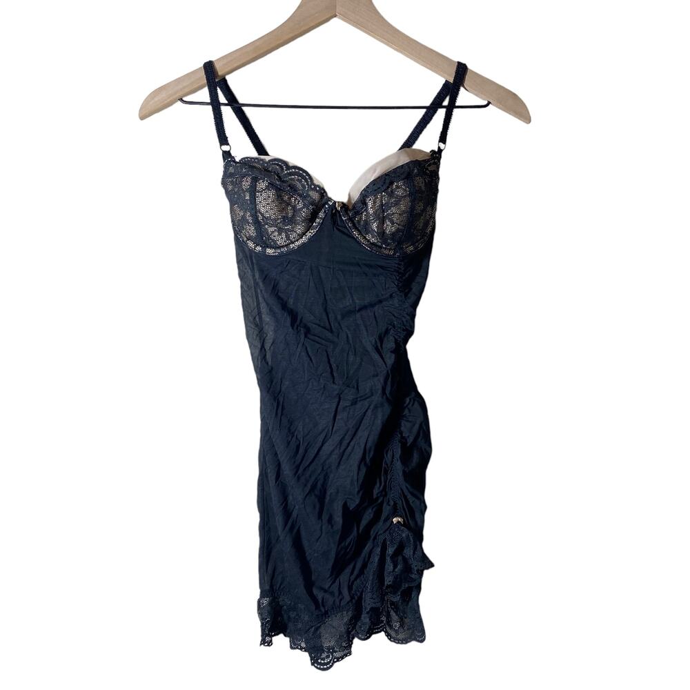 Victoria's Secret Women's Black Lace Sheer Lingerie Slip Chemise Size 34B